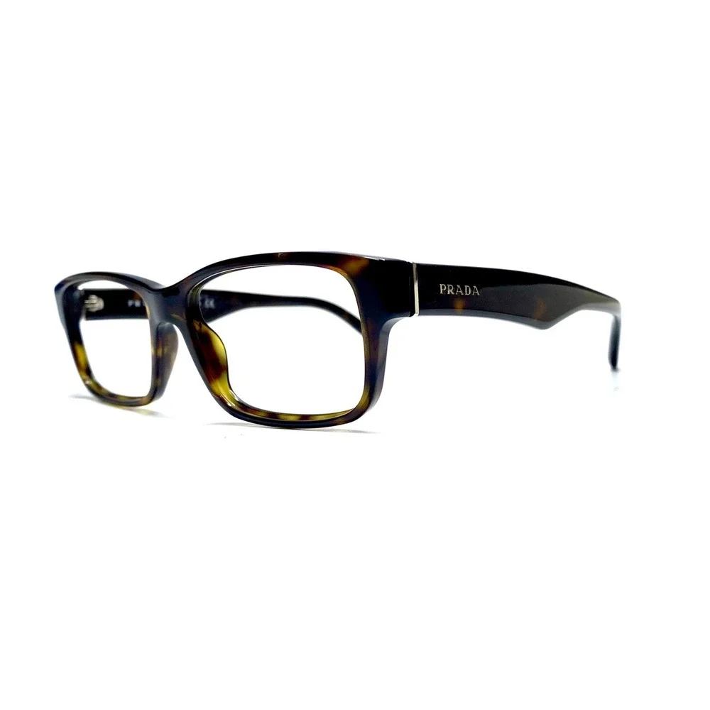 Prada Brown Tortoise Rectangular Glasses Italy VPR16M 2AU 101 53 16 140